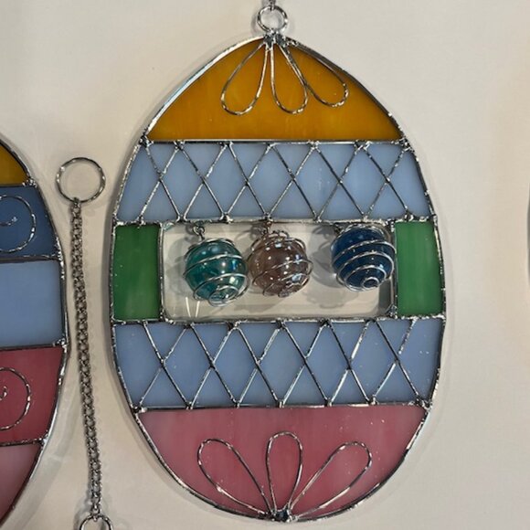 Set of (6) Stained Glass Easter Egg Suncatcher Window Ornament Decor - Picture 4 of 6